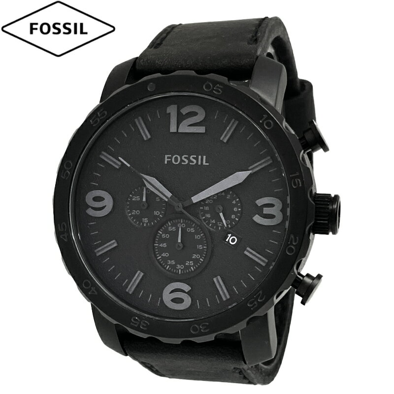 フォッシル 腕時計（メンズ） FOSSIL フォッシル 腕時計 新品・アウトレット NATE JR1354 ジェニュインレザー メンズ クォーツ ブラックダイヤル 革ベルト 並行輸入品