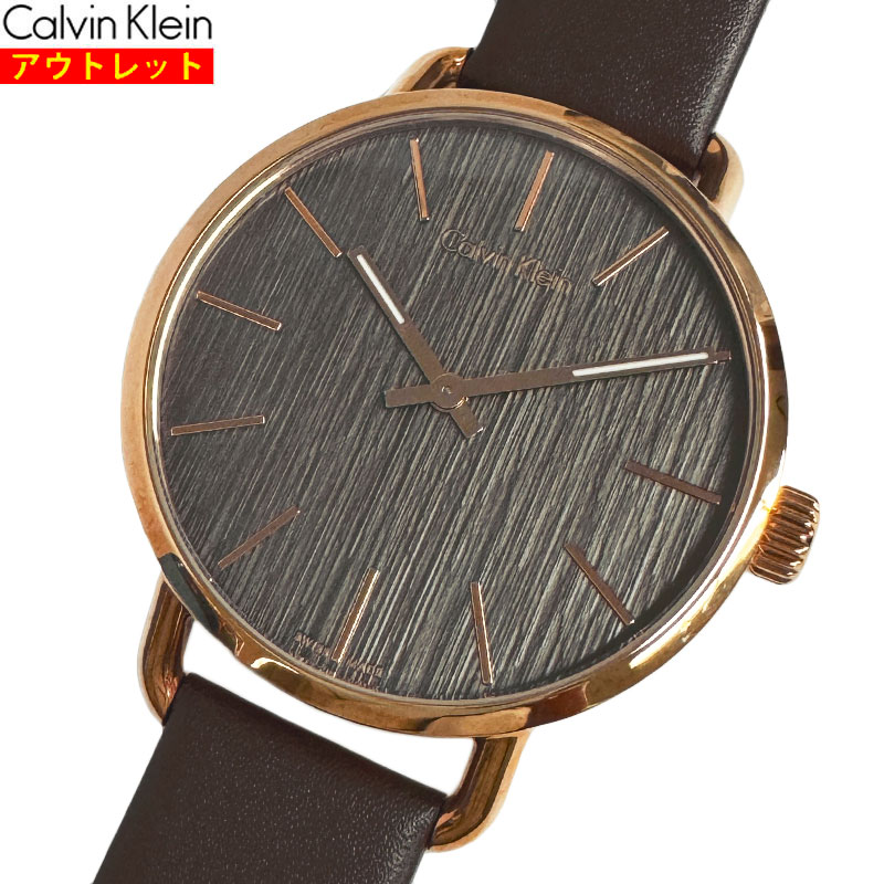 カルバンクライン 腕時計（メンズ） Calvin Klein カルバンクライン 腕時計 新品・アウトレット K7B216G3 イーブン クォーツ メンズ ブラウンレザーバンド 茶 革ベルト 並行輸入品