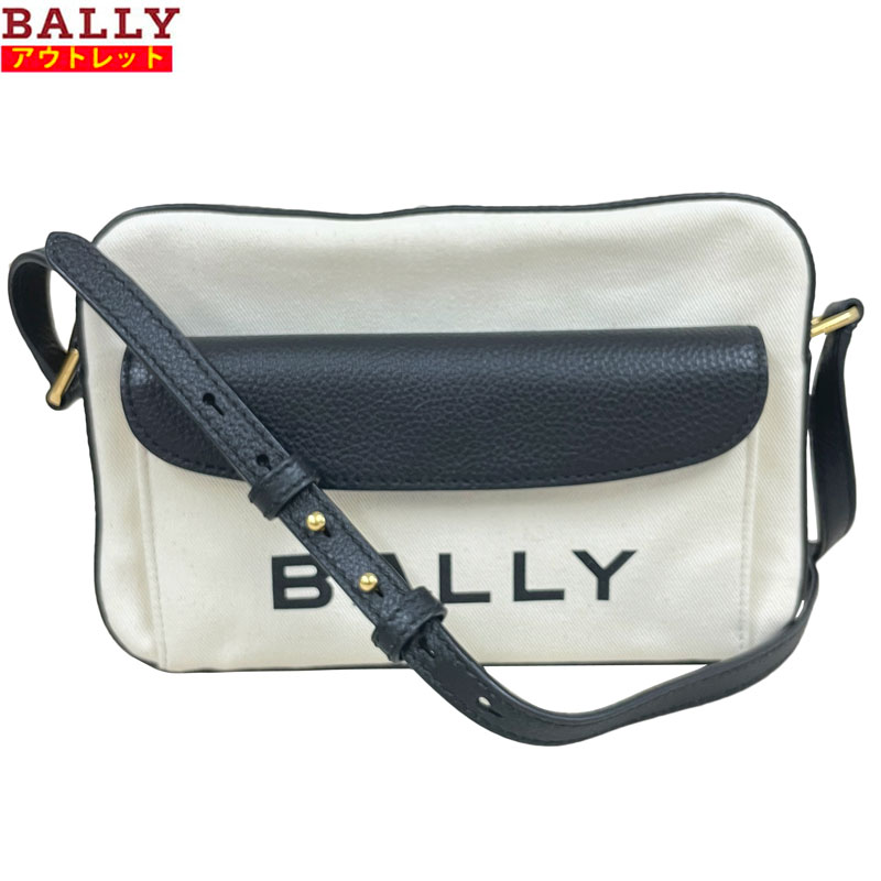 BALLY - BALLY バリー 新品・アウトレット！ 6304578 BAR DANIEL ショルダーバッグ ホワイト×ブラック ファブリック レザー レディース 並行輸入品 送料無料
