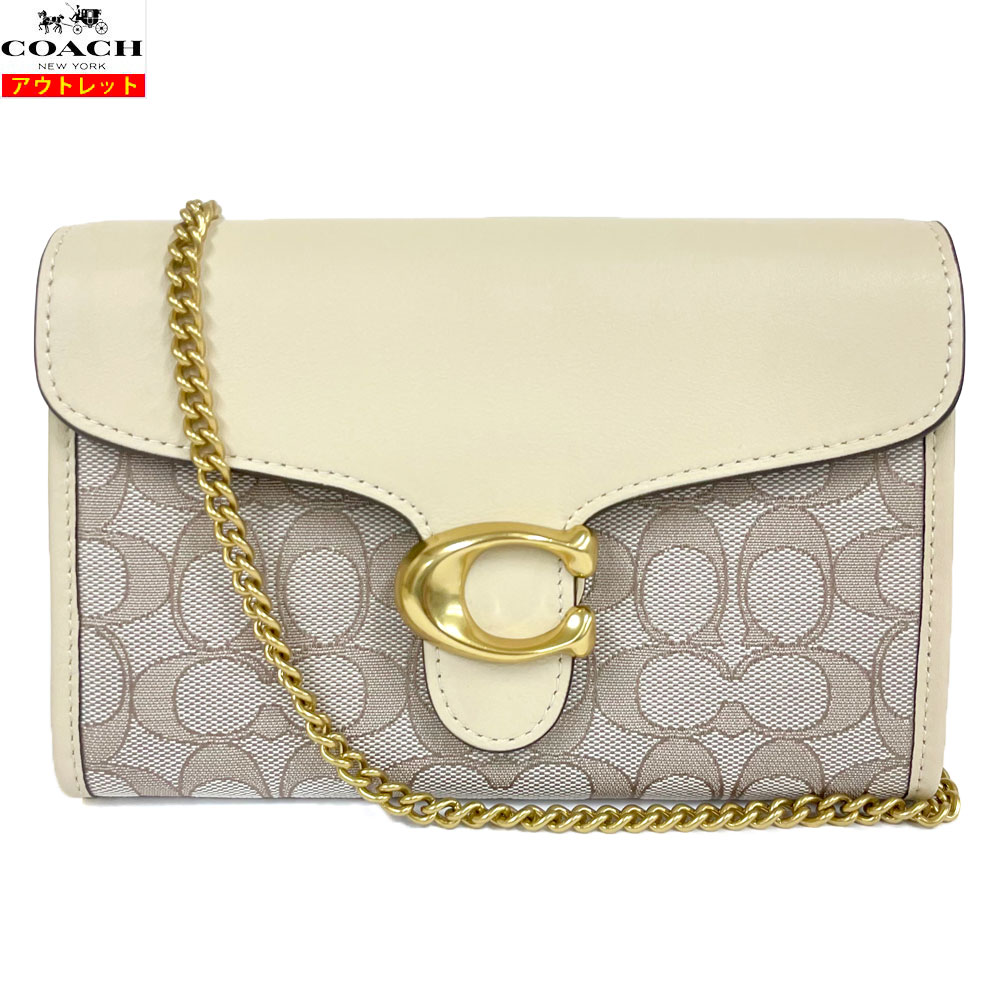 COACH - COACH コーチ 新品・アウトレット タビー シグネチャー チェーンウォレット クラッチ CA192B4SHG アイボリー系 キャンバス レザー 送料無料