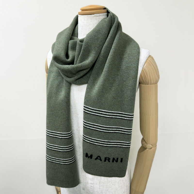 MARNI マルニ 新品 キッズ ニットマフラー M01284 M00SZ 0M540 カーキグリーン ロ...