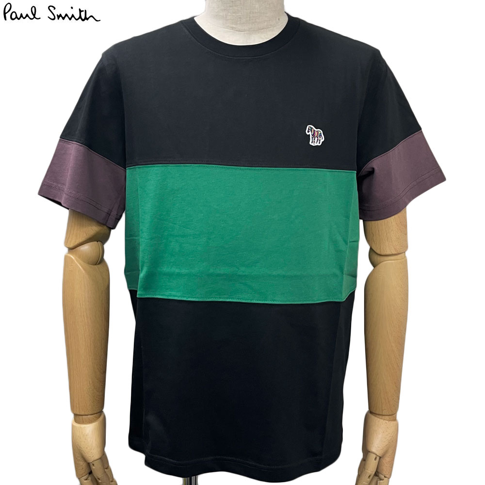 Rakuten - 【スーパーセール・30％OFF 2,310円引き】ポールスミス Paul Smith 新品 トップス 半袖Tシャツ カットソー クルーネック M2R 004XZ L20064 ブラック/グリーン/ボルドー メンズ S/M 並行輸入品 送料無料
