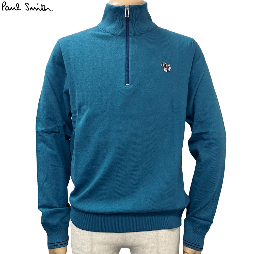 Rakuten - ポールスミス Paul Smith 新品 トップス ニット M2R 229YZ L21931 ブルー系 ハーフジップ スタンドネック コットン ナイロン ウール メンズ S/M 並行輸入品 送料無料