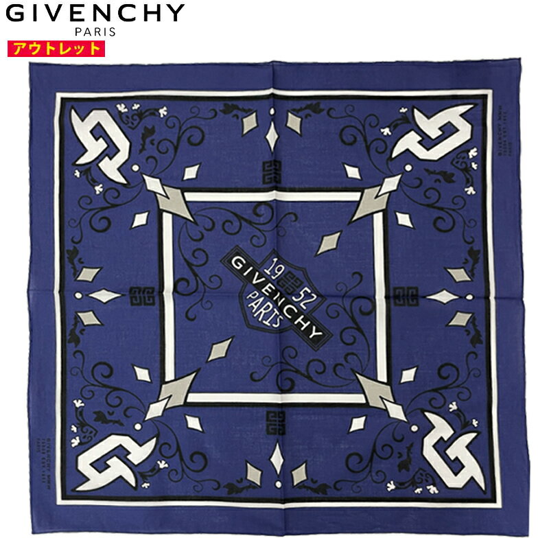 Mufflers - GIVENCHY ジバンシー 新品・アウトレット スカーフ レディース ネイビー 31GVSFGV5050SQ26803 コットン ロゴプリント ミニスカーフ 並行輸入品 送料無料
