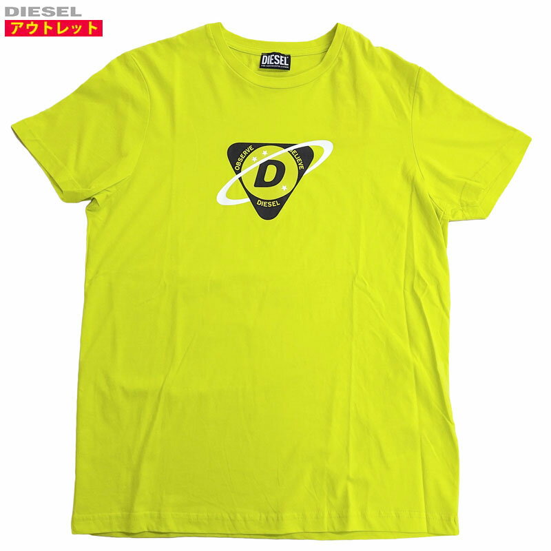 Rakuten - DIESEL ディーゼル 新品・アウトレット 半袖 Tシャツ A03363 RGRAI 5JE サイズL メンズ イエロー 丸首 クルーネック クリックポスト送料無料
