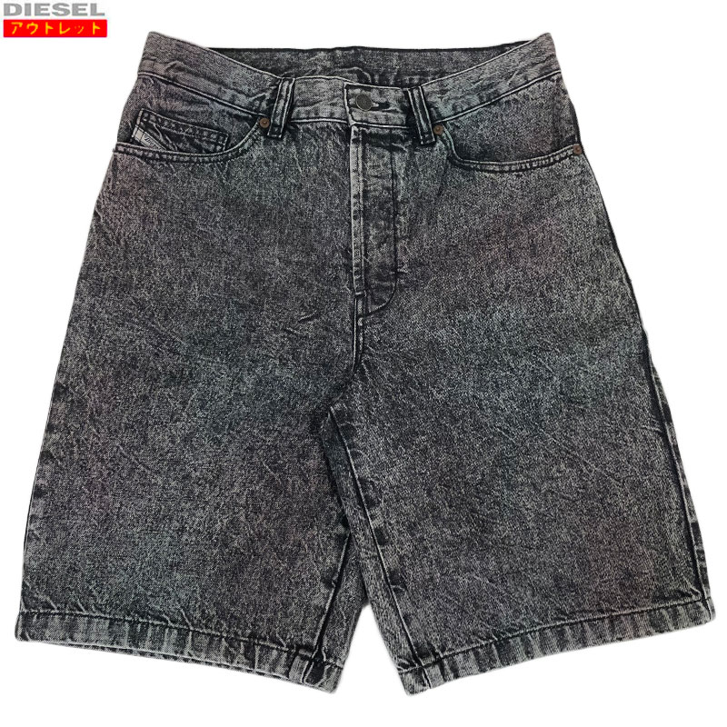DIESEL ディーゼル 新品・アウトレット ハードストーンウォッシュ加工 デニムショートパンツ D-MAXS-SP CALZONCINI ショートパンツ ハーフパンツ ムラペイント 黒 ブラック サイズ 28〜34 メンズ パンツ 送料無料