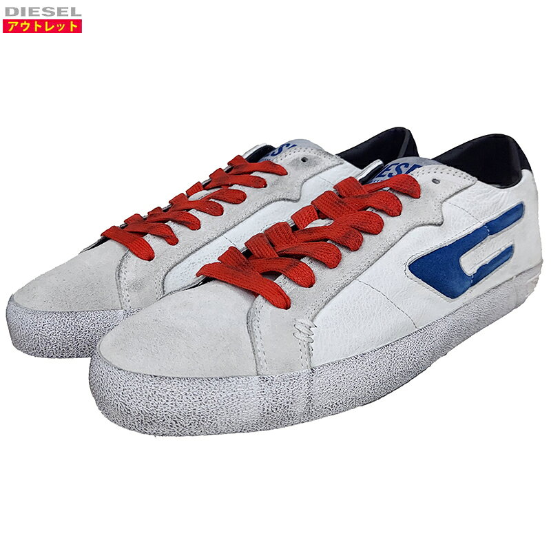 DIESEL ディーゼル 新品・アウトレット Y02741 P4433 H8936 ホワイト ダメージ加工 スニーカー 28.5cm 送料無料 並行輸入品