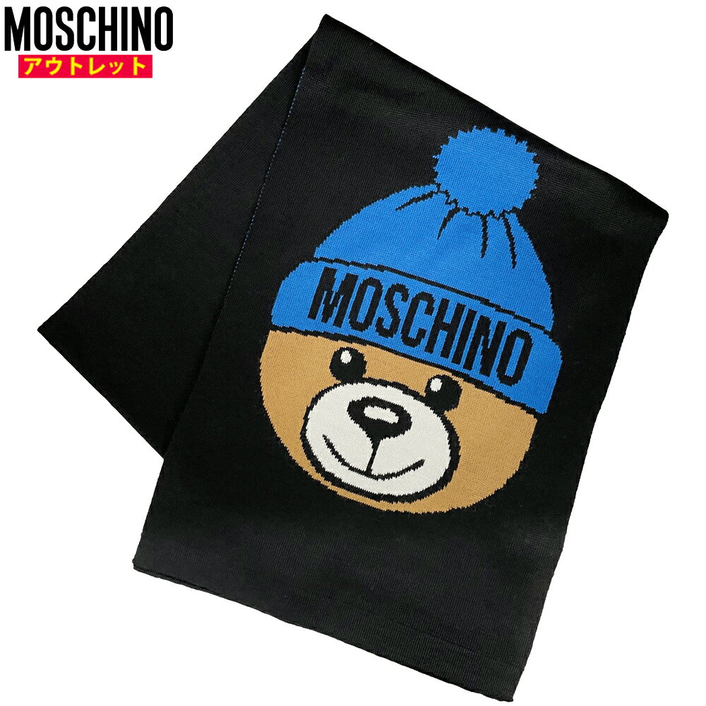 マフラー メンズ（5000円程度） MOSCHINO モスキーノ 新品・アウトレット テディベア マフラー 30635 M212 1016 ブラック made in Italy 送料無料