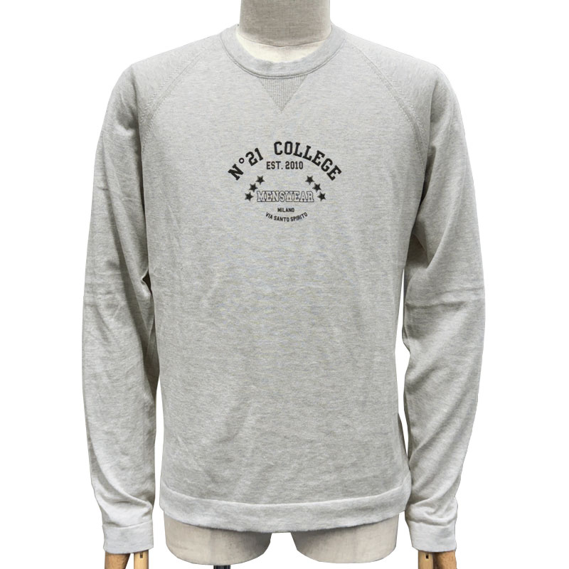 ヌメロ ヴェントゥーノ N°21 新品 長袖 カットソー 23E N1M0 A009 9520 杢 グレーベージュ 44～48 丸首 クルーネック 並行輸入品 送料無料