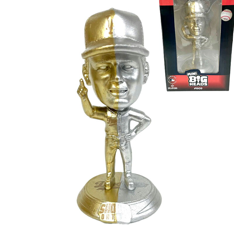 Combat Sports - 大谷翔平 ボブルヘッド 4.5インチ SHOHEI OHTANI FOCO MINI BIG HEADS ツートン シルバー ゴールド フィギュア 人形 シリアルナンバー入り ドジャース LOS ANGELES DODGERS 新品