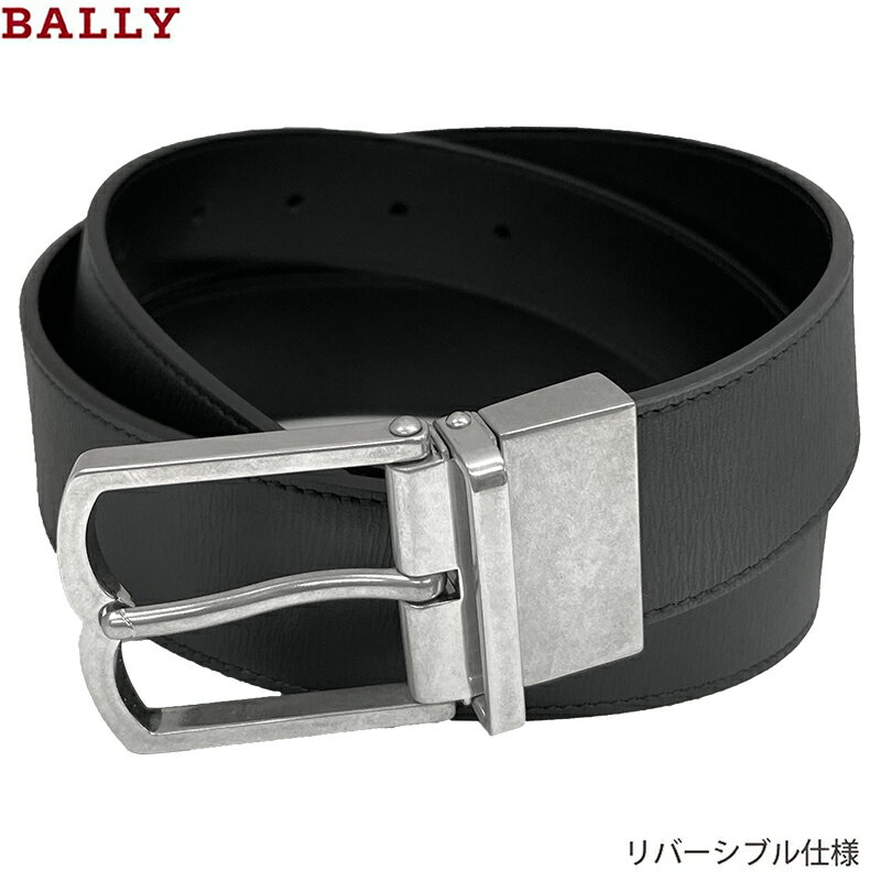 乐天商城 - BALLY バリー 新品 アウトレット COUNTRY 35/U901P 110 ブラックレザー ロゴ エンブレム リバーシブル メンズ ベルト ブランド 送料無料