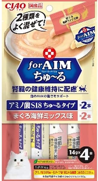 チャオ for AIM ちゅ～る 猫用 腎臓の健康維持に配慮 まぐろ 海鮮ミックス味 14g×4本