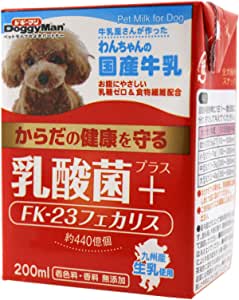 ドギーマン わんちゃんの国産牛乳 乳酸菌プラス 200ml×24個　賞味期限：2024年08月