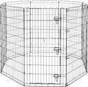※超大型品 Amazonベーシック ペット用 エクササイズフェンス プレイサークル 折りたたみ可能 金属製 ゲート付き 152 x 152 x 122cm