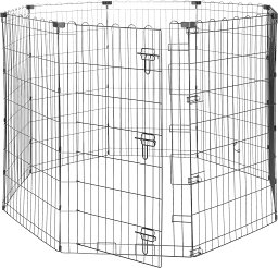 ※大型品　Amazonベーシック 八角形 エクササイズフェンス ゲート付き 150 x 150 x 107cm ブラック