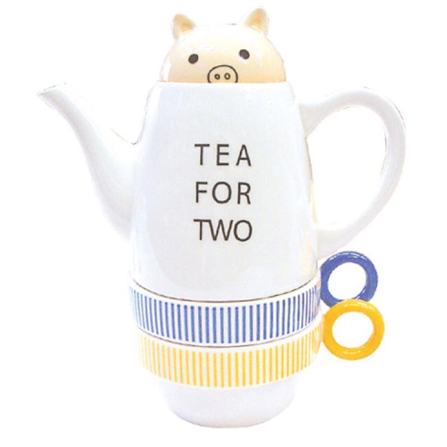 アニマル ティーフォーツー ブタ ポット＆カップセット Animal Tea For Two pig Tea pot and cup set