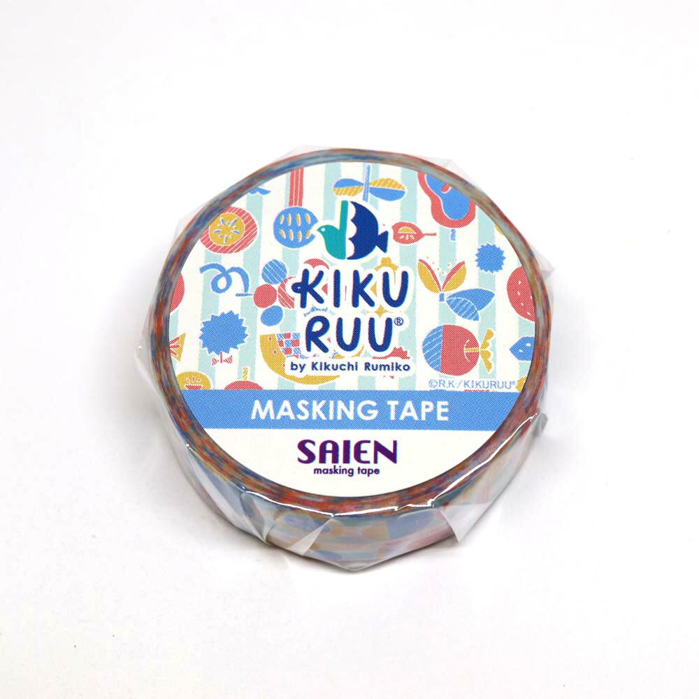 マスキングテープ KIKURUU 15mm×7m simasima カミイソ SAIEN kikuchi Rumiko MaskingTape