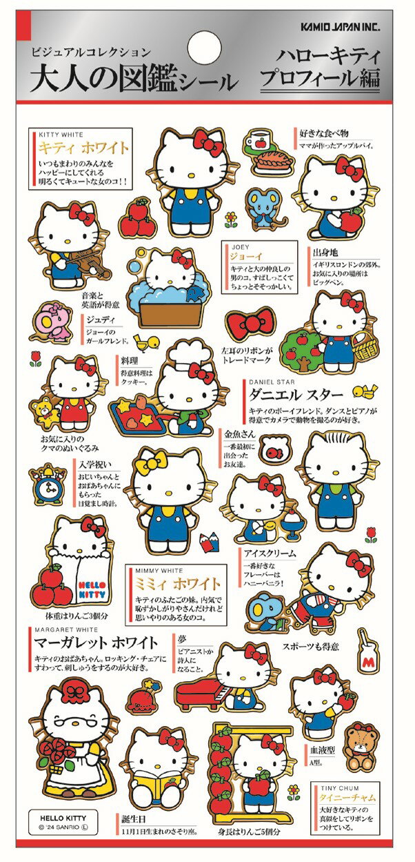 HELLOKITTY 50th 大人の図鑑シール 再入荷 kmo_219115_ハローキティプロフィール シールステッカー 大人の図鑑シールキャラクター編 Seal Stickers カミオジャパン KAMIOJAPAN サンリオキャラクターズ 大人の図鑑ステッカー 大人の図鑑シール