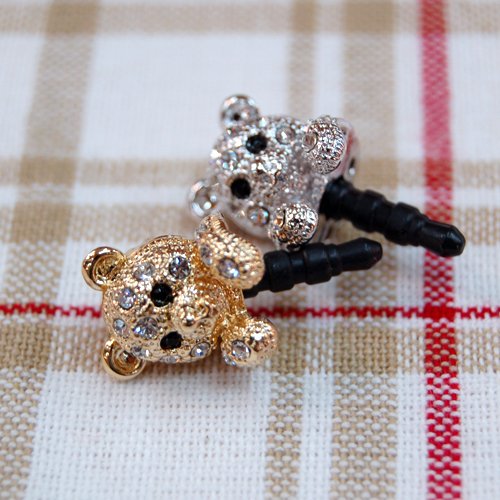 リトル　アニマル　ベア　ゴールド　かわいい スマホ　イヤホンジャック　little animal bear gold cute smart phone ear phone jack charm【メール便可】