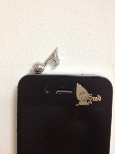 ミュージック 音符♪　カラーシルバー　かわいい スマホ　イヤホンジャック　little music single color silver cute smart phone ear phone jack charm【メール便可】