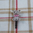 リトル　アニマル　リボンベア　シルバーxピンク　　かわいい スマホ　イヤホンジャック　little animal bear silver x pink cute smart phone ear phone jack charm【メール便可】