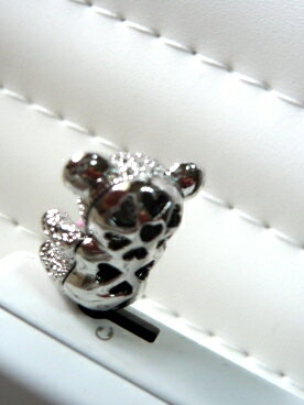 【メール便可】リトルアニマル　リボンベア　シルバーxネイビー　かわいい スマホ　イヤホンジャック　little animal bear silver x navy cute smart phone ear phone jack charm