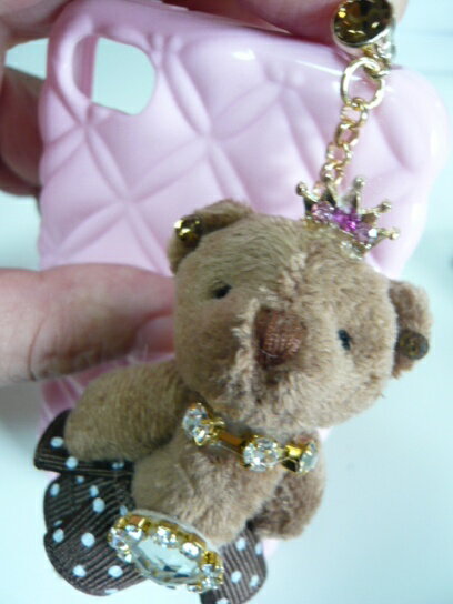 【宅配便のみ】クラウンベア スマホ イヤホンピアス／イヤホンジャックストラップ　crown bear earphone jack pierce strap charm