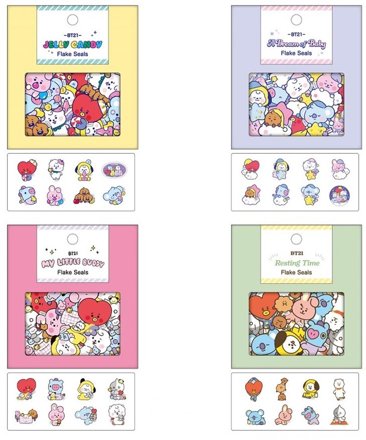 BT21 フレークシール ステッカー　全4柄セット シール Flake Seal Sticker 再入荷　カミオジャパンのサムネイル