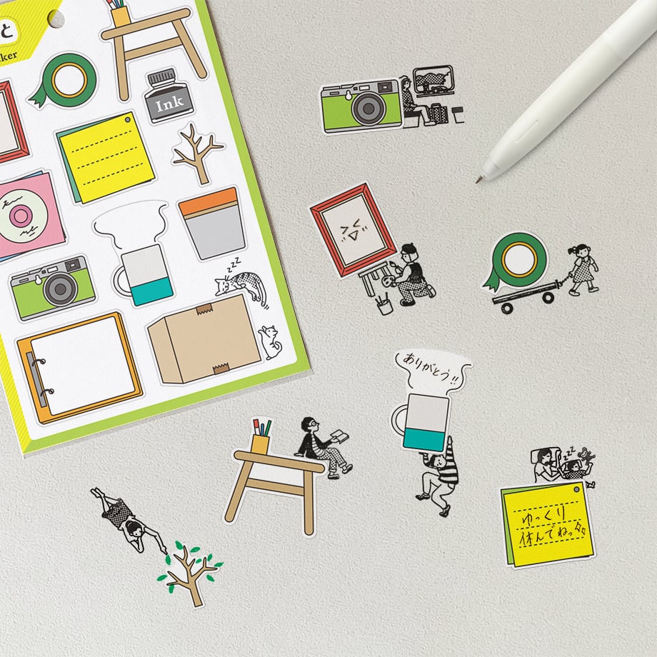 乐天商城 - 切手のこびと Masking sticker 切手のこびと”スタンプと組み合わせて使えるシール