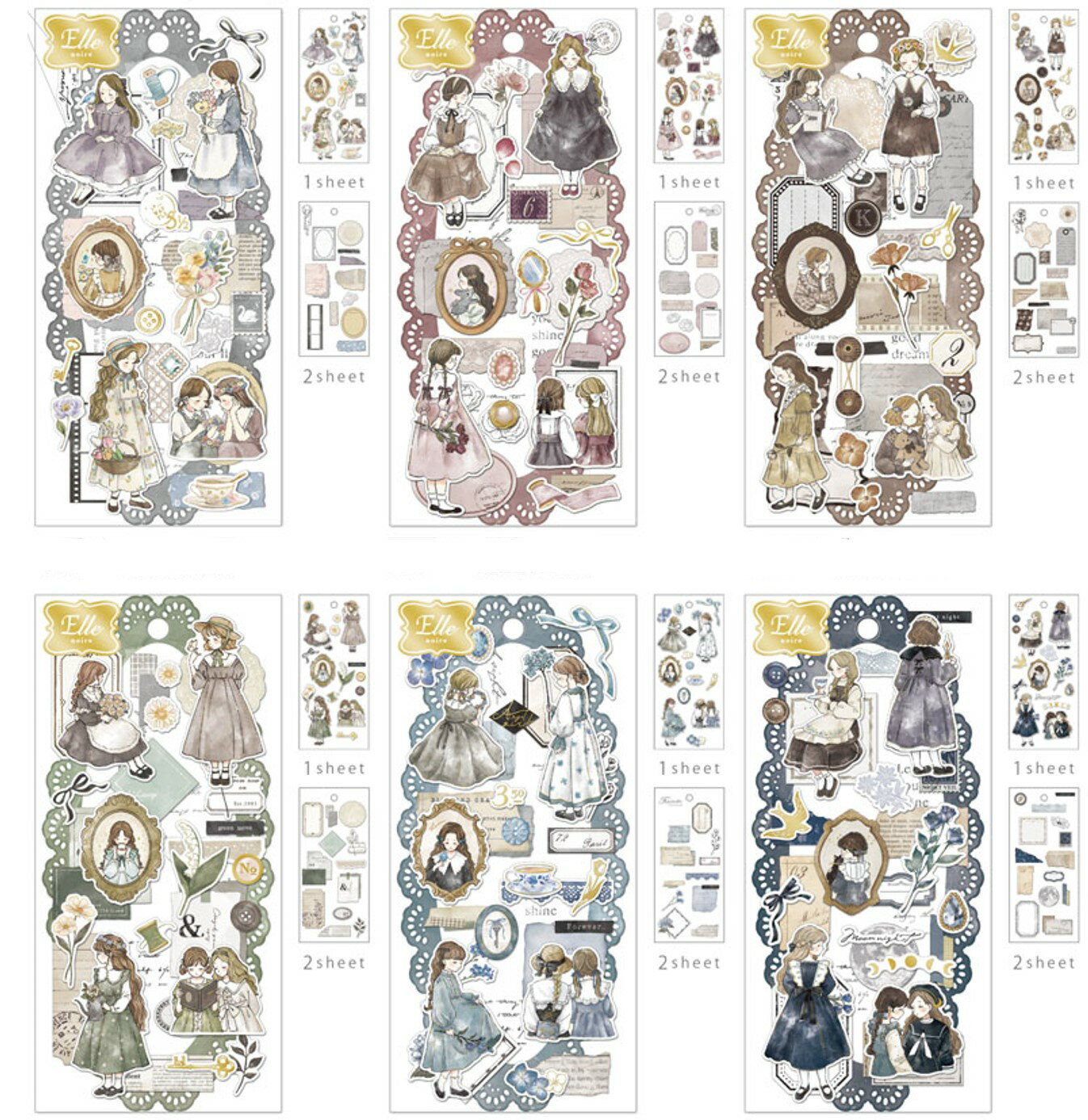 シール エルノワールステッカー qli_91065_91070 Ellenoire sticker SEALSTICKER シートシール Q-Lia sticker　ステッカー 女の子シール 女子系ステッカー 人物ステッカー デコレーションシール クーリア Q-Lia