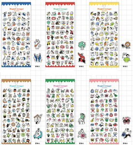 ハッピースナッピーステッカー miw_82131_82136_s2 Happy snappy sticker シートシール ステッカー マインドウェイブ mindwave ステッカー マインドウェイブシール 可愛いシール おしゃれシール おすすめシール 透明PET素材