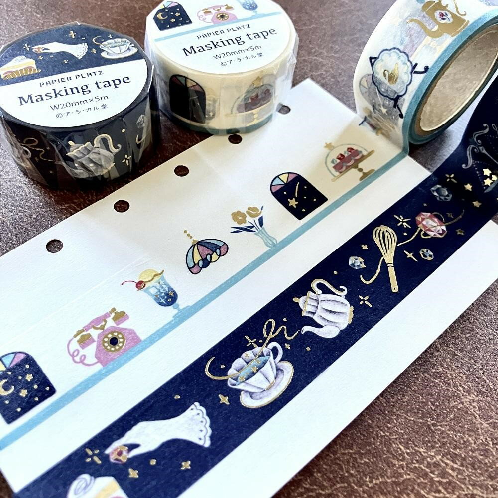 マスキングテープ　デザイナーズマスキングテープ　ア・ラ・カル堂　crs_52-049_050　金箔入りマスキングテープ　MaskingTape　パピアプラッツ　クレス　maste　デコ　マステ CRES　Designer`s MaskingTapeのサムネイル