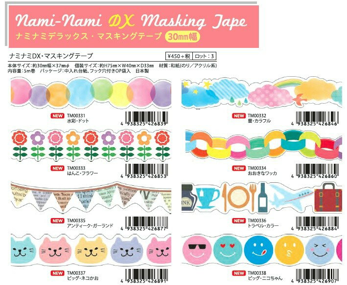 TM00331-338 i~i~ fbNX }Xe30mm Nami Nami DX Masking Tape