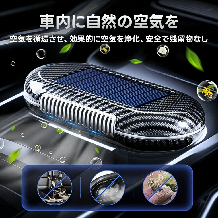 小型 ソーラー式 車載空気清浄機 車用 消臭 脱臭 ダッシュボード置き 臨時駐車番号プレート 車内消臭 速攻脱臭 車用消臭器 車内アクセサリー 新車必須 省スペース 工具不要 簡単取り付け 新車向け必須アイテム 車内インテリアアクセサリー
