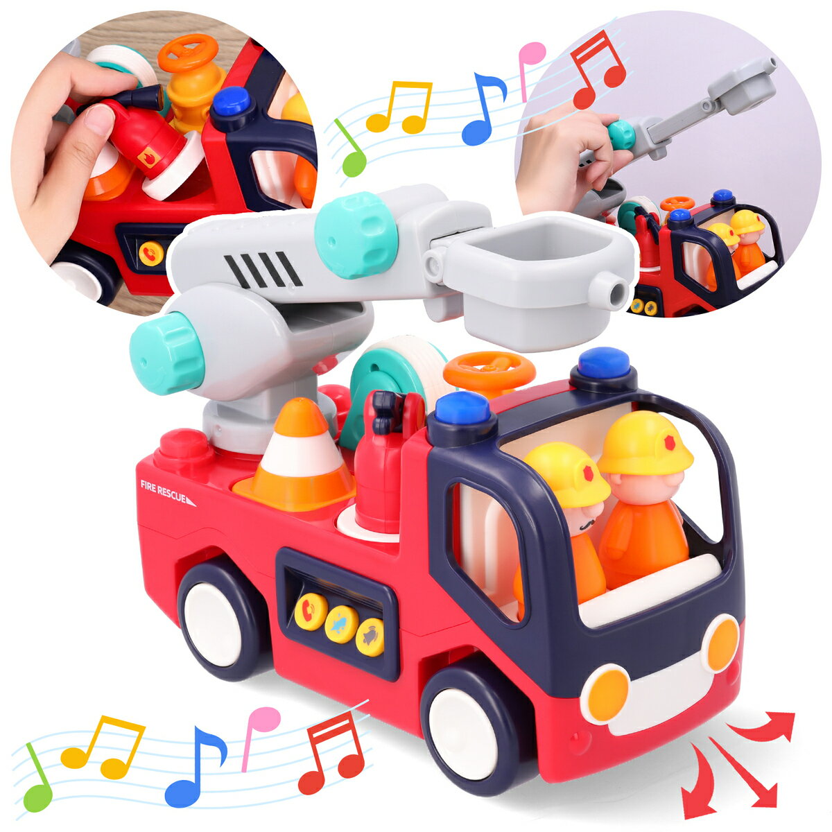 Smiim ミニカー 消防車 おもちゃ メロディー 男の子 誕生日 プレゼント 2歳 3歳 4歳 5歳 救急車両 あかちゃん 赤ちゃん 知育玩具 クリスマス 車 玩具 かたはめ はしご車 入園祝い くるま 音が鳴る