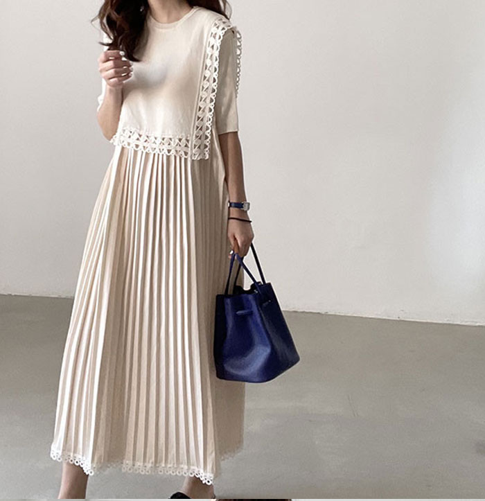 ロングワンピース 半袖 レイヤード風 重ね着 異素材 きれいめ ゆったり ギャザーワンピース レディース ふんわり シンプル 体型カバー ゆるっと ミモレ丈 無地 春 夏 カジュアル ナチュラル 切り替え 上品 大人可愛い ビッグシルエット 妊娠服 マタニティ 送料無料