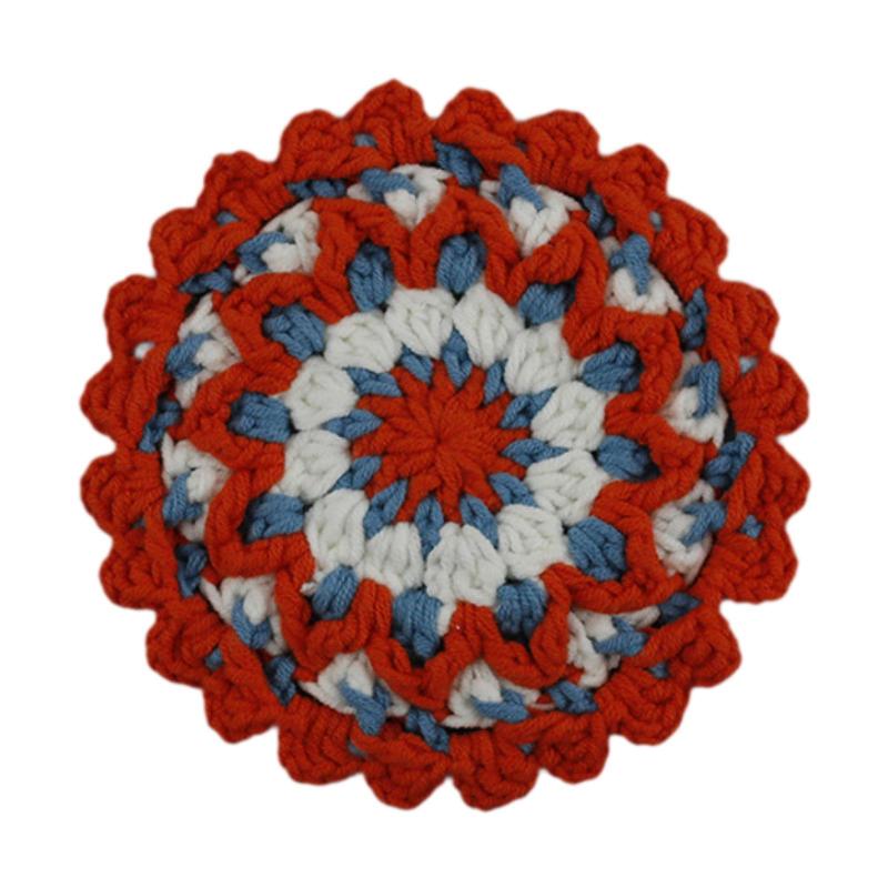 丸型編みプレースマット カップコースター 円形 滑り止め テーブルトップ保護 編み込みプレースマット 吸​​水性 パーティー ダイニングテーブル用