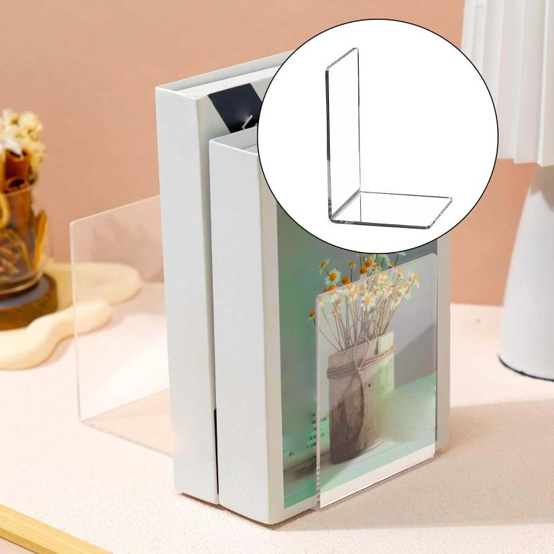 アクリルブックエンドクリア本棚文具ミニマリストオーガナイザーブックホルダーブックストッパー料理本..