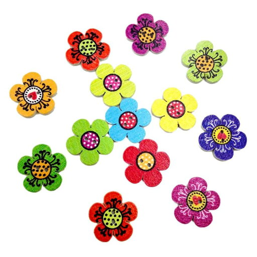 裁縫や工芸用の花の形の装飾用詰め合わせ20mm 100個パック 裁縫や工芸用の花の形の装飾用詰め合わせ20mm 100個パック