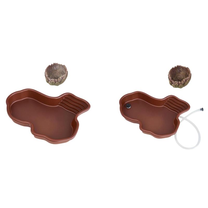 爬虫類給水ボウル 爬虫類入浴プール 装飾 亀用給水ボウル 爬虫類フードディッシュ 亀アゴヒゲトカゲ用