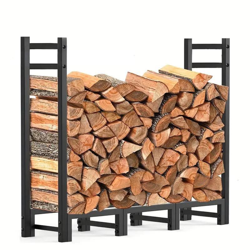 整理された薪の積み重ねのための鉄製薪収納ラックログホルダー114x25x80cm
