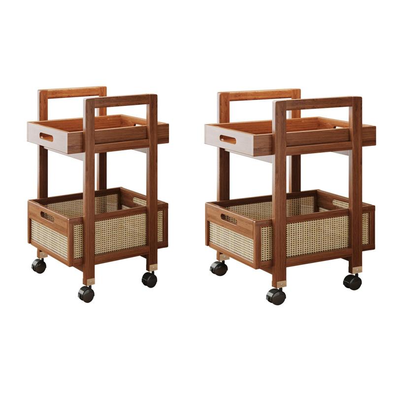 2段ローリングユーティリティカート ソファサイド収納カート オーガナイザー キャスター付き 可動式テ..