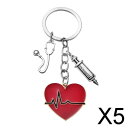 5x 看護の日キーチェーン.看護週間ギフト.ペンダントキーリング.ナースキーホルダー.記念日の看護師感謝のギフト.女性.男性