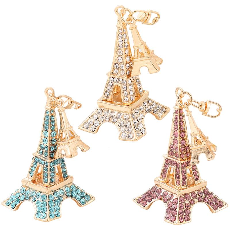 パリタワーキーホルダー タワーキーリング キーバッグデコレーション シックな飾り ラインストーン バッグペンダントアクセサリー メタルキーチェーン ギフト
