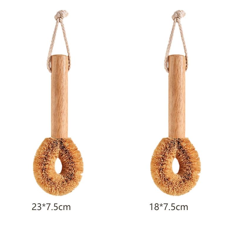 ポットアンドパンブラシ木製クリーニングスクラバーブラシ付きロープ付き