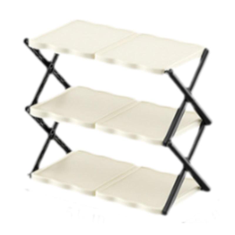 シューズラックディスプレイスタンド 頑丈でシンプルな折りたたみ式3段シューズホルダー シューズオーガナイザーキャビネット 廊下 バスルーム 寮 アパート用