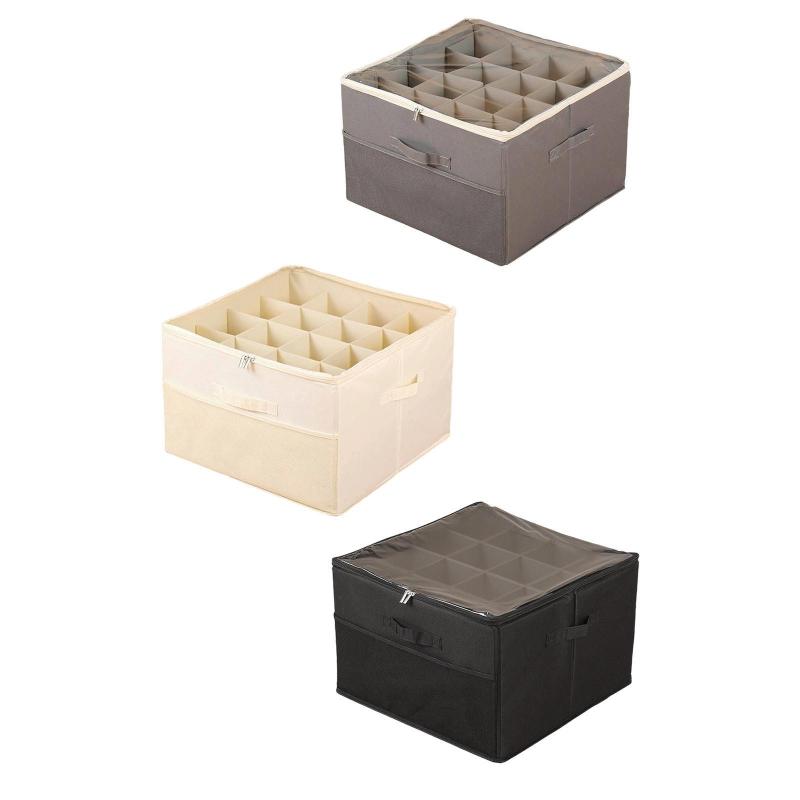 シューズオーガナイザーボックスコンテナ ポータブル折りたたみハンドル付き 透明蓋付き フラットシューズ スニーカー サンダル ワードローブ ホーム用