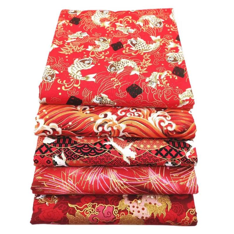 ポケットテーブルクロス用に印刷された5個の綿タブリック日本語デザイン