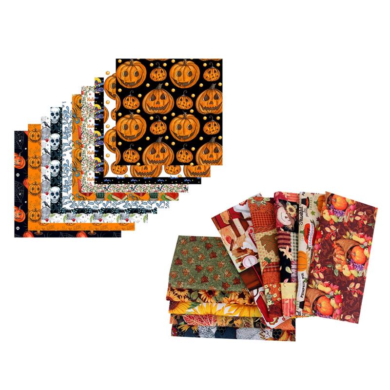 10個9.8インチの混合パターンブッキング用のコットン生地の布.人形用のドレスの作成.ユニークなアップリケクトの作成