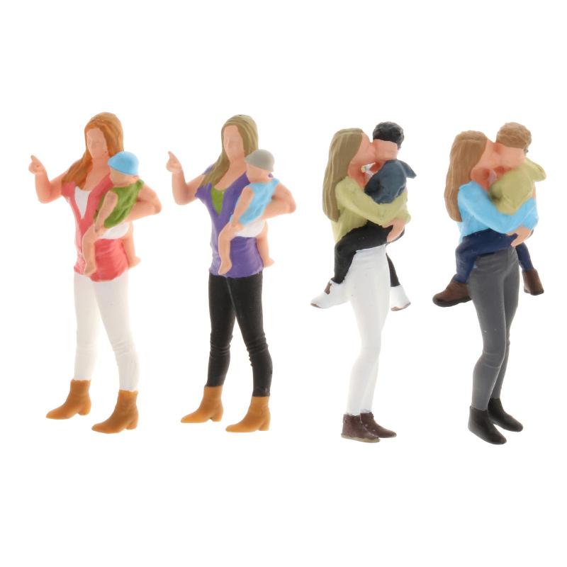 1/64スケールハンド塗装文字ミニ小型母と子pvc人ストリート砂テーブル風景シナッチ箱子供おもちゃaccs